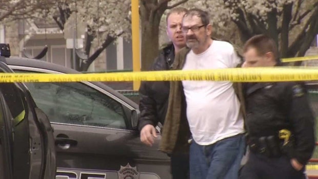 The suspect in deadly shootings at a Jewish community center and a Jewish retirement community in Overland Park, Kansas, identified as Frazier Glenn Cross, is seen in police custody