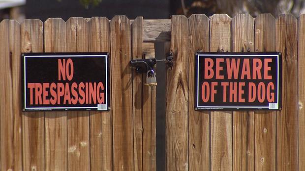 No Trespassing Beware Of The Dog signs 