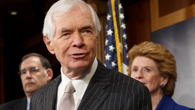 Sen. Thad Cochran, R-Miss, center, is seen during a news conference on Capitol Hill in Washington Feb. 4, 2014. 