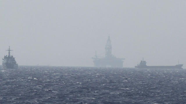 A Chinese oil rig Haiyang Shi You 981(C) is seen in the South China Sea, about 130 miles off shore of Vietnam 