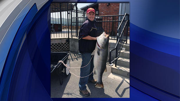 Eric Lester Holding 60 Pound Striped Bass 