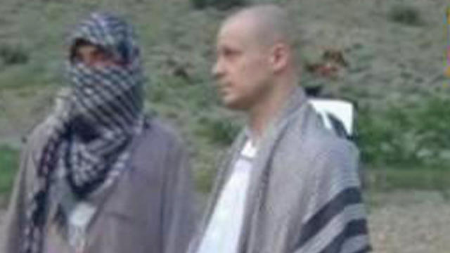 ​An image from video released by the Taliban on June 4, 2014, shows U.S. Army Sgt. Bowe Bergdahl waiting to be handed over to U.S. forces 