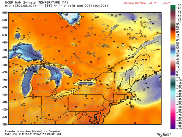Tuesday PM Surface Temps 
