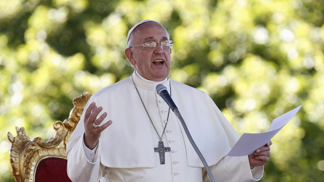 Pope Francis speaks outside the Castelpetroso sanctuary, near Isernia, south Italy 
