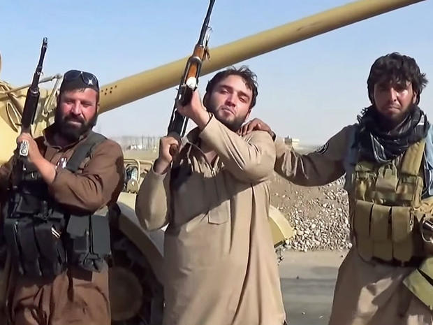 ISIS militants are seen near the Mosul Dam 