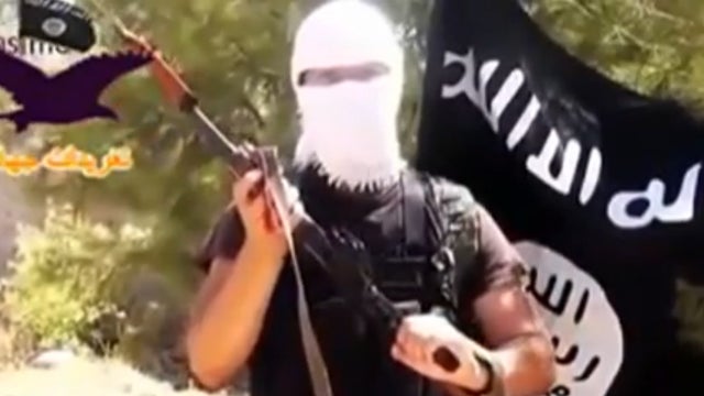 An unidentified ISIS fighter appears in a propaganda video released by the group 