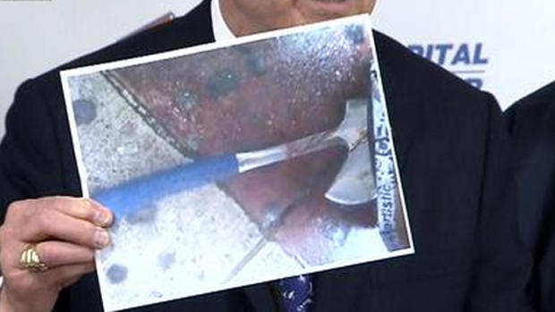 Commissioner Bratton holds picture of ax in Queens attack 