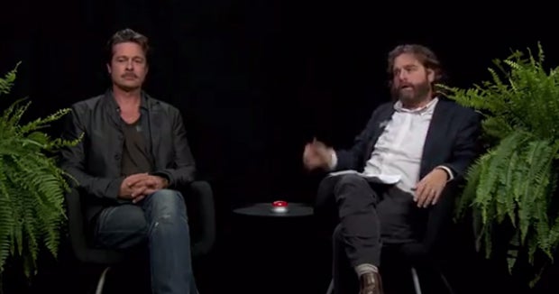 Watch Zach Galifianakis awkwardly interview Brad Pitt on "Between Two