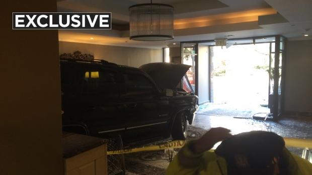 SUV in Lobby After wrong-way crash in White Plains 