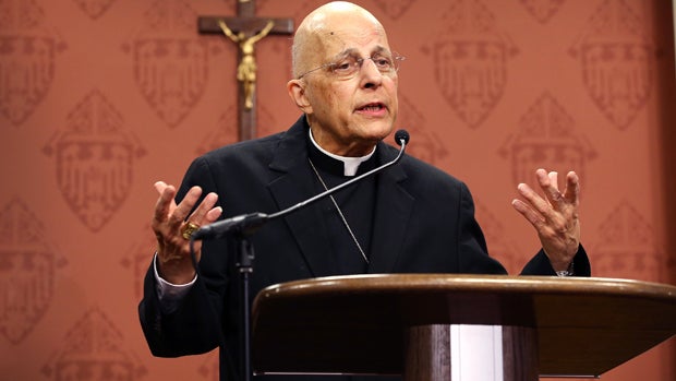 Cardinal Francis George speaks during a press conference to announce his successor, Archbishop-Elect Blase Cupich, Sept. 20, 2014, in Chicago, Illinois. 