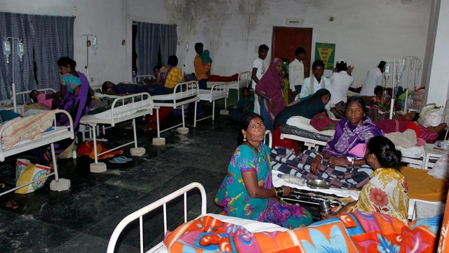 Women who underwent botched sterilization surgeries at a government mass sterilization "camp" receive treatment at a district hospital in Bilaspur, in the eastern Indian state of Chhattisgarh 