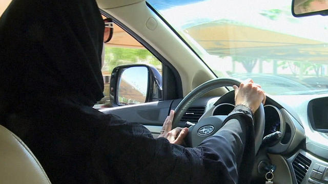 ​A Saudi woman drives a car 