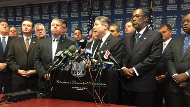 ​Patrick Lynch, the head of New York City's police union, speaks during a news conference Dec. 4, 2014, a day after a Staten Island grand jury’s decision not to indict a police officer in the death of Eric Garner. 