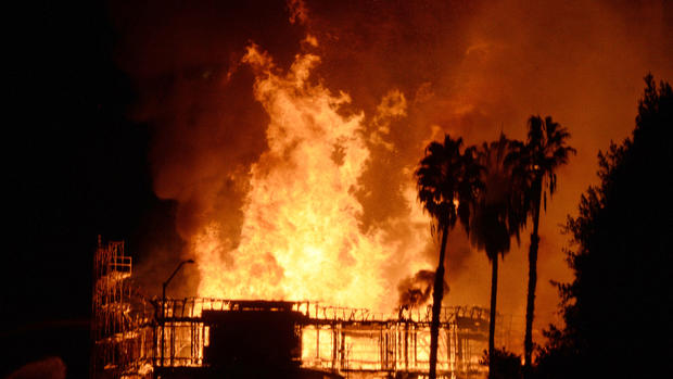 Massive fire burns in downtown L.A. 
