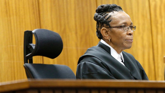Judge Thokozile Masipa listens during the appeal by prosecutors against the verdict and sentence of South African Olympic and Paralympic sprinter Oscar Pistorius at the North Gauteng High Court in Pretoria 