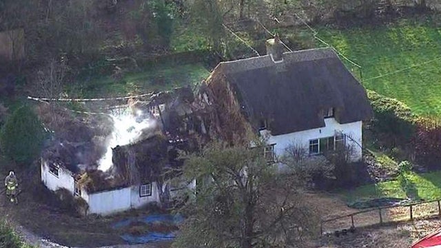 A home near the English village of Crowmarsh Gifford hit by fire Jan. 15, 2015. 