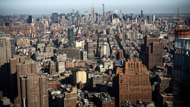 The view from the 63rd floor of One World Trade Center is seen Nov. 3, 2014, in New York City. 