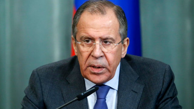 Russia's Foreign Minister Sergei Lavrov speaks during a news conference after a meeting with his Israeli counterpart Avigdor Lieberman in Moscow, Jan. 26, 2015.  