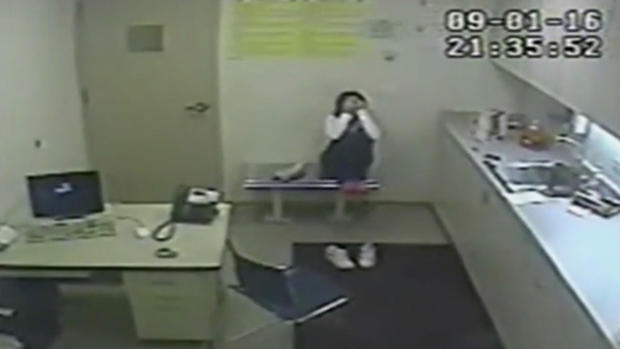 Video of Melissa Calusinski left alone in the interrogation room. 