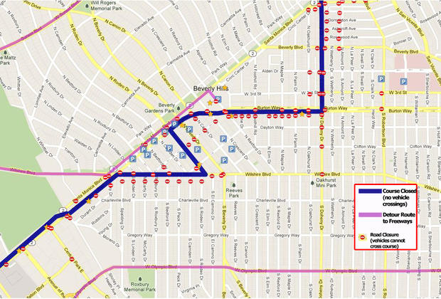 LA Marathon Street Closures In Beverly Hills 