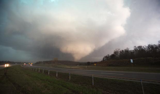 A tornado is seen in Sand Springs, Oklahoma, March 25, 2015. 