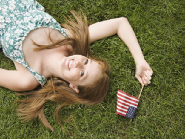 fourth of july girl flag american 