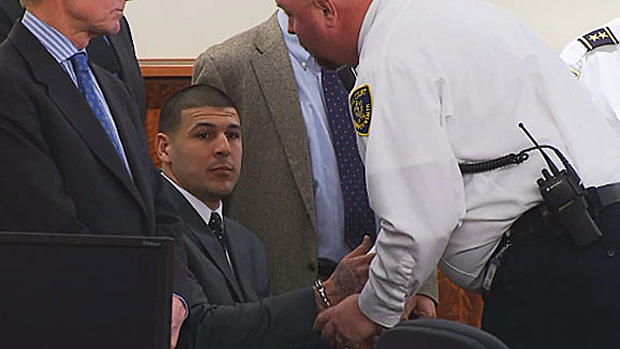 Aaron Hernandez Placed In Handcuffs 