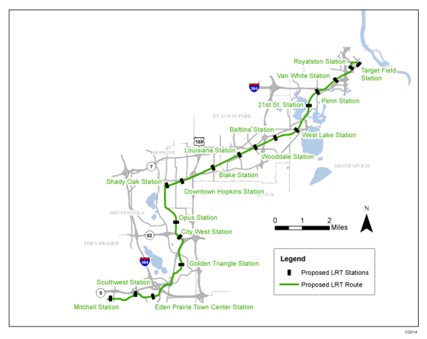 Southwest LRT Green Line Extension Map 