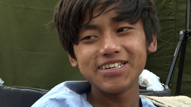 ​Nepal earthquake survivor Pemba Tamang, 15, speaks to CBS News at an Israeli military field hospital in Kathmandu 