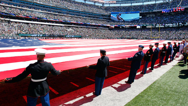 Jets MetLife Stadium military American flag 