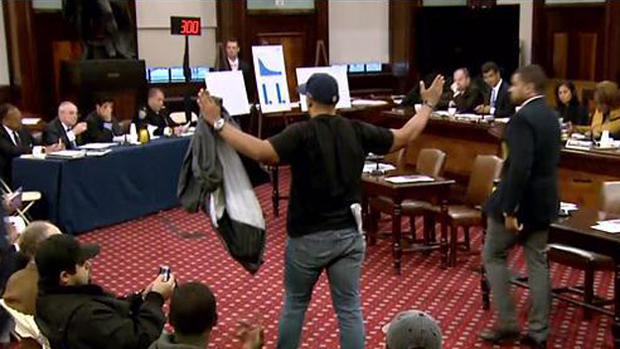 Hecklers Disrupt Police Commissioner Bratton At City Council Hearing 