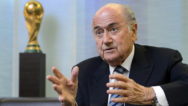FIFA President Sepp Blatter gestures during an interview May 15, 2015, at the organization's headquarters in Zurich. 