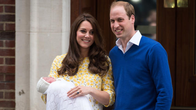 Britain's Prince William and Kate, Duchess of Cambridge, show their newborn daughter, Princess Charlotte, their second child, to the media outside the Lindo Wing at St Mary's Hospital in central London May 2, 2015. 