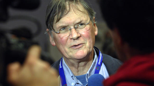 ​English biochemist, the Nobel-prize winner Sir Richard Timothy 'Tim' Hunt meets with the press at the Jozsef Attila Study and Information Centre of Szeged Sciences University in Szegede 