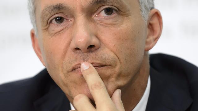 Swiss attorney general Michael Lauber ponders during a press conference in Bern. 