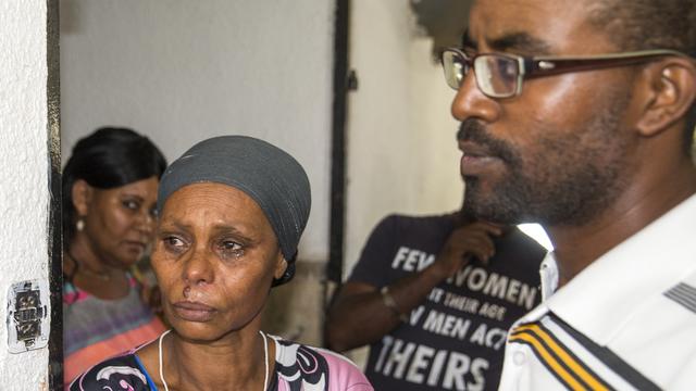 ​The brother and mother of Avraham Mengistu, 29, an Israeli of Ethiopian descent who is reportedly being held captive in the Gaza Strip, stand during a press conference in the southern city of Ashkelon 