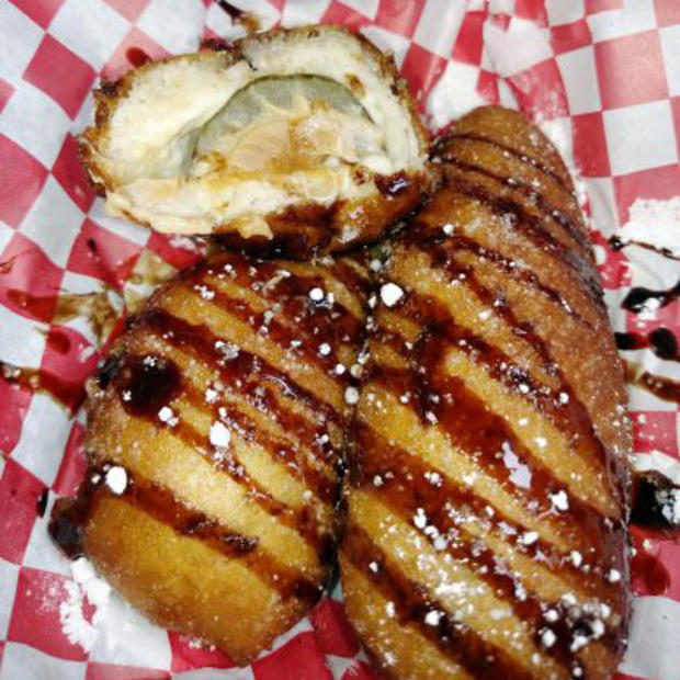 Deep Fried Peanut Butter Pickle Dog from Chicken Charlie's 