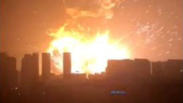 ​A massive explosion is seen in Tianjin, China, Aug. 13, 2015, in this still image from a video taken by Zheng Yuan. 