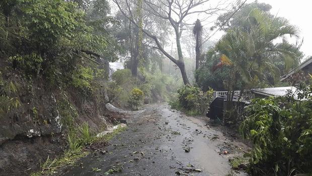 Debris covers road after heavy rains from Tropical Storm Erika on Caribbean island of Dominica in this picture from Robert Tonge, Dominican Minister for Tourism and Urban Renewal, taken August 27, 2015 