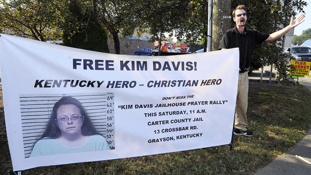 David Jordan, a member of Christ Fellowship in North Carolina, preaches in support of the prayer rally at the Carter County Detention Center for Rowan County Clerk Kim Davis, held in contempt of court for her refusal to issue marriage certificates to same 
