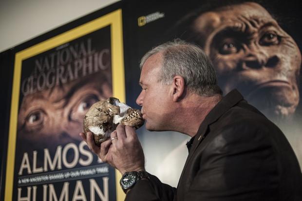 Homo naledi skull displayed 
