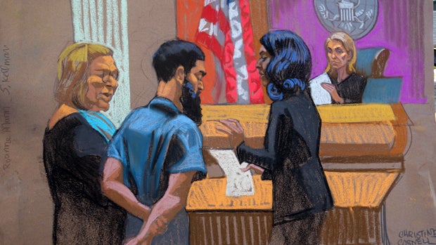 Ali Saleh is seen in federal court in Brooklyn, New York, Sept. 17, 2015, in this court sketch by Christine Cornell. 