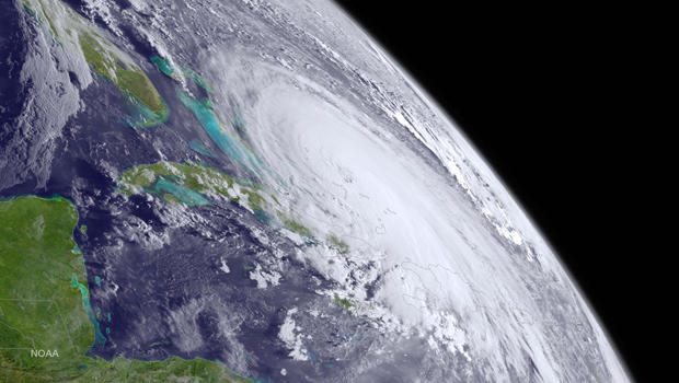 Hurricane Joaquin is seen over the Bahamas in the Atlantic Ocean in an image from the NOAA GOES West satellite taken at 8 a.m. ET Oct. 1, 2015. 