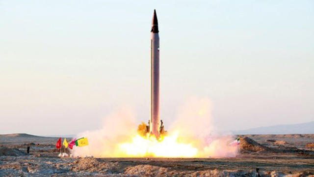 A new Iranian precision-guided ballistic missile is launched as it is tested at an undisclosed location Oct. 10, 2015. 