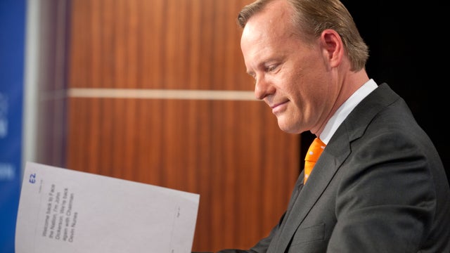 Democratic debate moderator John Dickerson on the set of CBS' "Face the Nation." 