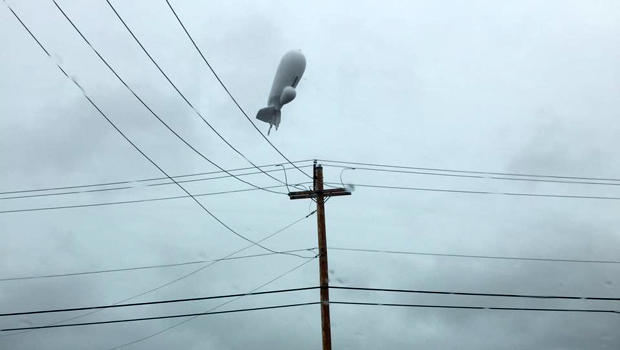 A U.S. Army surveillance blimp is seen above Pennsylvania after detaching from its mooring Oct. 28, 2015. 
