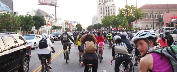 LA's CRITICAL MASS bike ride 