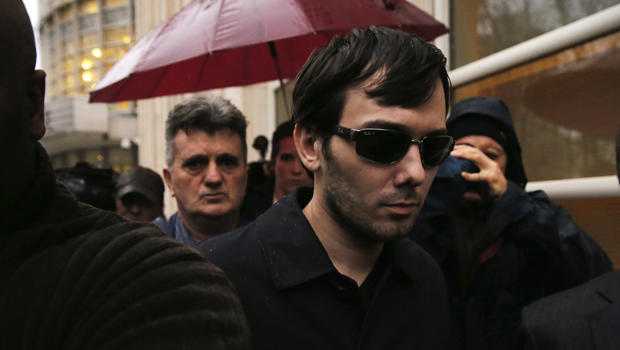 Martin Shkreli, chief executive officer of Turing Pharmaceuticals and KaloBios Pharmaceuticals, departs federal court after an arraignment hearing in Brooklyn, N.Y., Dec. 17, 2015. 