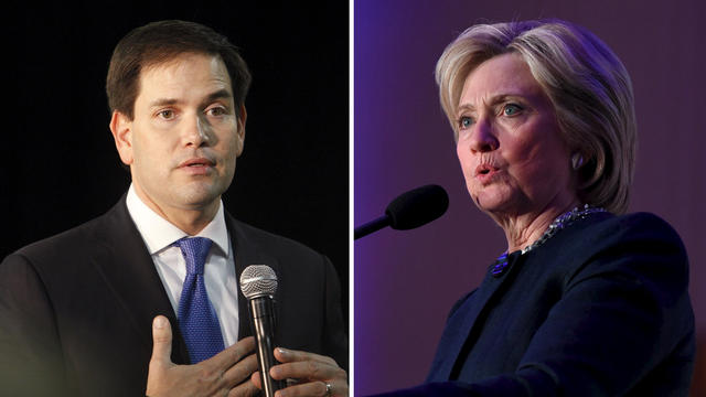 Republican presidential candidate and Florida Sen. Marco Rubio and Democratic presidential candidate Hillary Clinton 