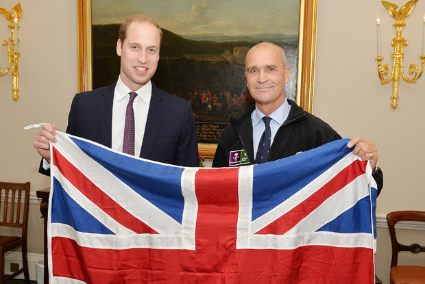 Prince William, Duke of Cambridge poses with Henry Worsley, before his attempted "Shackleton solo challenge," where the Polar explorer tried to undertake Sir Ernest Shackleton's unfinished journey to the South Pole from the Weddell Sea, at Kensington Palace 